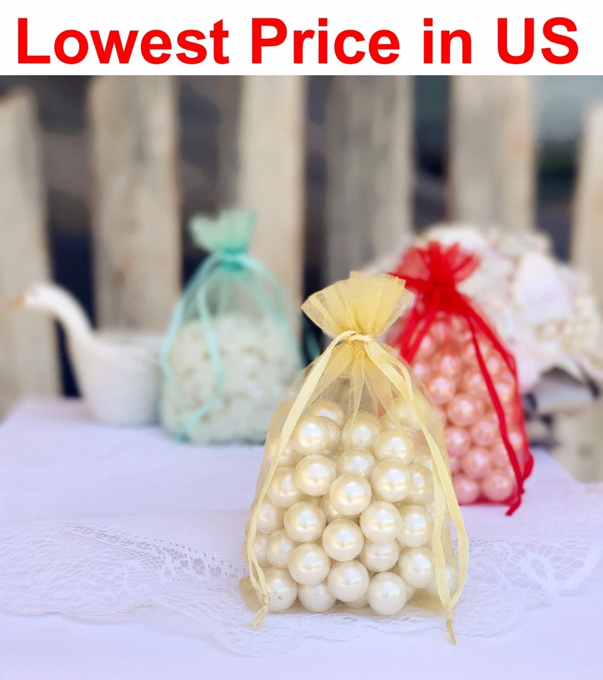 50/100/200/500 Organza Wedding Party Favor Gift Candy Sheer Bags Jewelry Pouch - Image 2 of 3