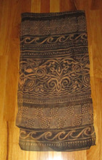 Black Tan Geometric Sheer Silk Oblong Scarf 63"