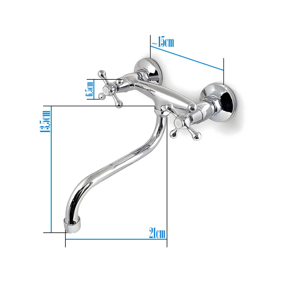 Nostalgie Wasserhahn Bad Retro Waschtisch Armatur Zweigriff Mischbatterie - Bild 3 von 4