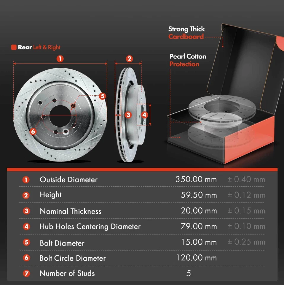 Rotores de freno traseros perforados y pastillas de freno para Land Rover Range Rover Sport 06-13 Foto 2 de 4