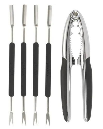 Goodcook Seafood & Nuck Cracker Set W/picks NEW 5 Piece Set Stainless Steel - Picture 3 of 6