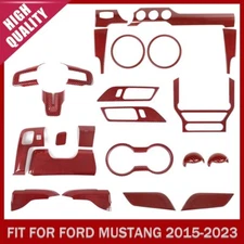 Red Carbon Interior Cover Console Dashboard Trim Cover For Ford Mustang 2015-23