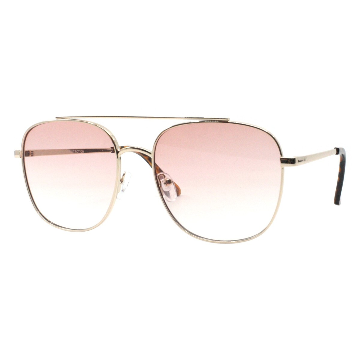 New Gradient Square Metal Frame Sunglasses Vintage Double Bridge Flat Lens Silver Double Bridge Grandpa Metal Gradient Sunglasses with  main image 3
