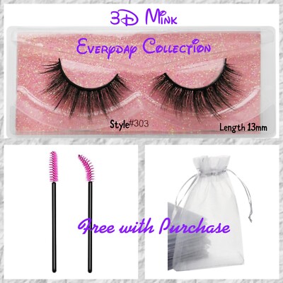NIB Everyday 3D Luxury Faux Mink Strip False Lashes Med Length 13 mm style 303