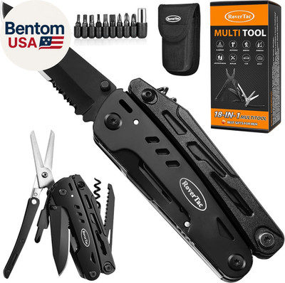 18-In-1 Multitool Pocket Knife with Pliers, Saw, Corkscrew & Detachable Scissors