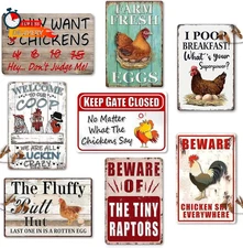 8 Pack Chicken Coop Accessories, Funny Chicken Coop Metal Signs Outdoor Chicken