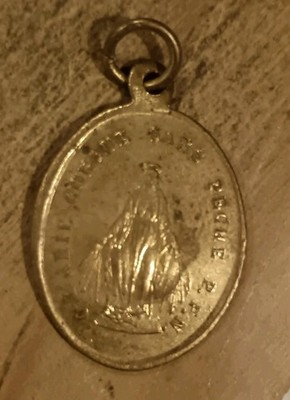 Feine alte religiöse Medaille Wunder Ru Du Bac Paris Jungfrau Metall vergoldet 