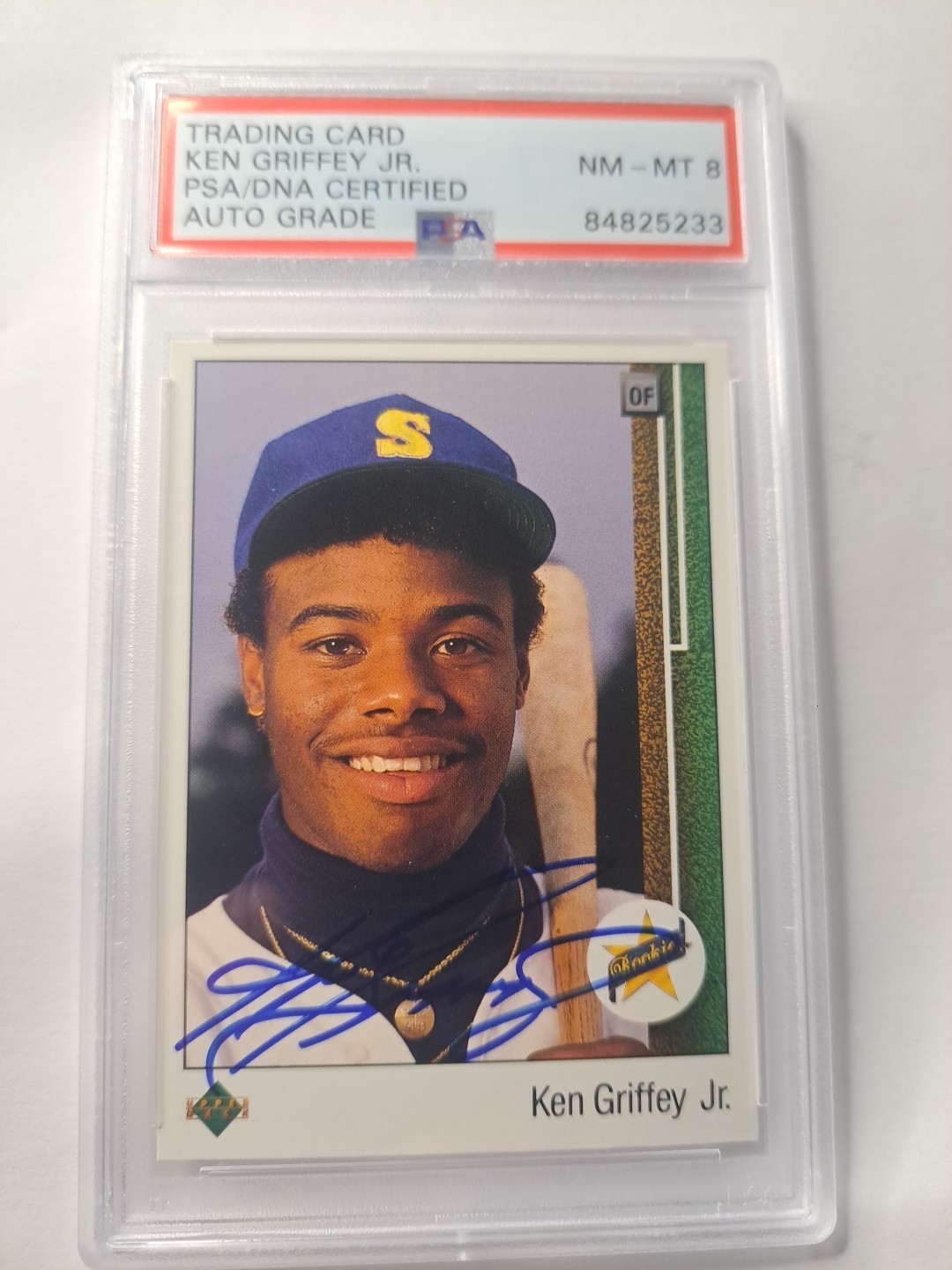 Ken Griffey Jr RC 1989 Upper Deck #1 Auto Rookie Baseball Card PSA/DNA 8 ON CARD
