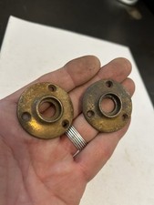 PAIR (2) VINTAGE SMALL 1 11/16” CAST IRON DOOR KNOB ROSETTE ESCUTCHEON HARDWARE