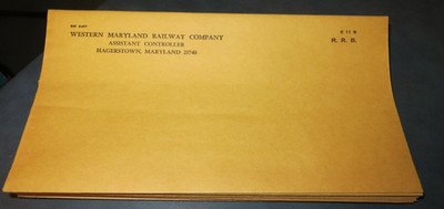 WESTERN MARYLAND RAILROAD 1967 ASSISTANT CONTROLLER 5X9 1/2 ENVELOPE LOT X10