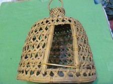Antique/Vintage Handmade Woven Rattan Pet Bed for Small Dog or Cat.
