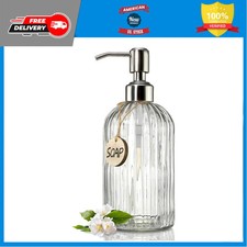 JASAI 18 Oz Glass Soap Dispenser with Rust Proof Stainless Steel Pump Clear