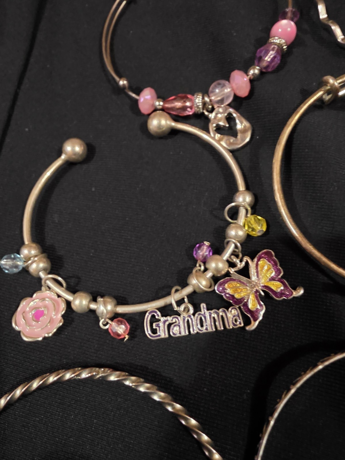 Adjustable Charm Beaded Bangle Bracelets Silver P… - image 2