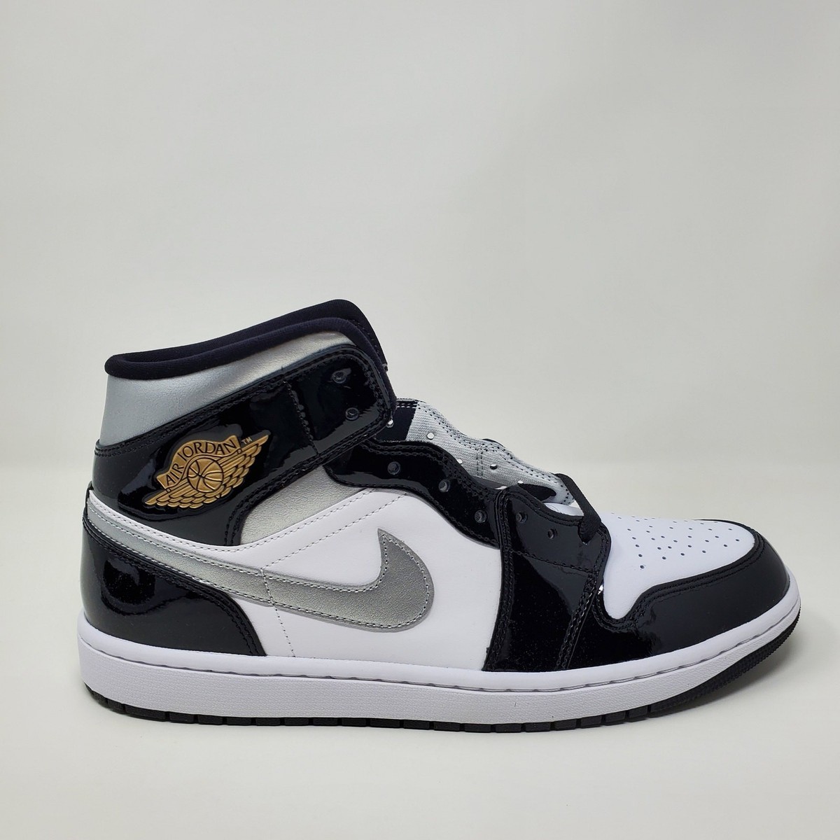 Size 11 - Air Jordan 1 SE Mid Black White Metallic Silver for sale