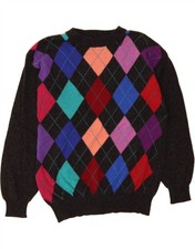 VINTAGE Mens Crew Neck Jumper Sweater Medium Grey Argyle/Diamond BP10