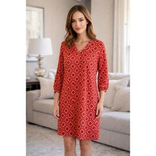 Banana Republic Red Geometric Shift Dress Small 3/4 Sleeve Mod Retro Workwear