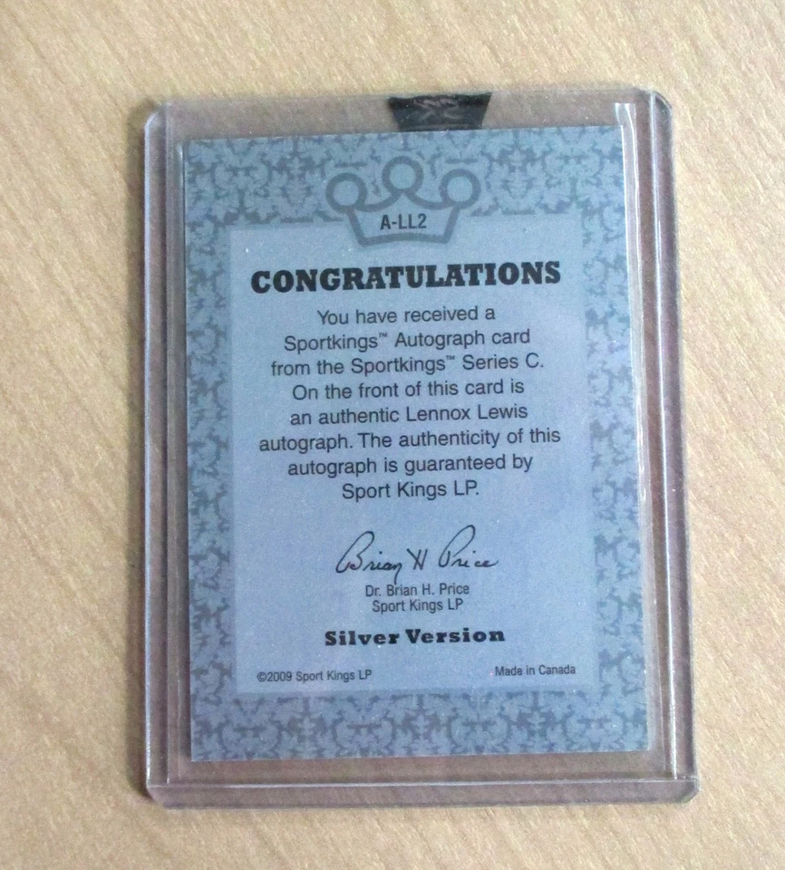 2009 Sportkings series C Lennox Lewis Silver autograph auto A-LL2 - Image 2 of 2