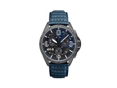 AVI-8 P-51 Mustang Blakeslee Chronograph Air Blue Quartz Uhr, AV-4077-04