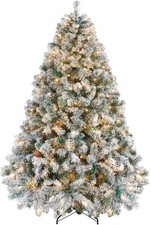 6ft Pre-Lit Snow Flocked Artificial Christmas Tree with 250 LED Lights