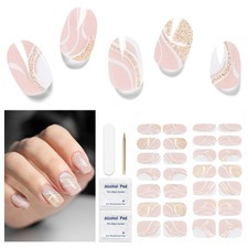 Unghie Gel Adesive UV - 28 Pcs Smalto Adesivo per Unghie, Nail Stickers Full Wra