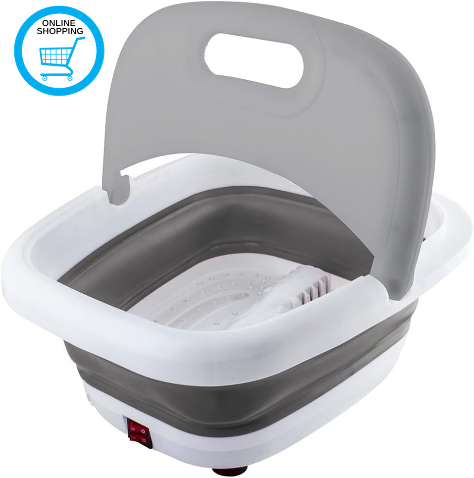 Foldaway Foot Spa: Heated, Portable Foot Massager with Hydrotherapy Bubbles & Vi