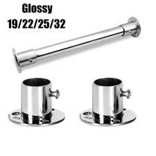 Steel Flange Rail Rod Pole Socket Support 2pc Rust resistant