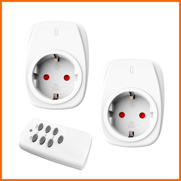 HBN Funksteckdosen Set 2Er FüR Innen, Fernbedienung 30M Reichweite, 16A 3.680W-image