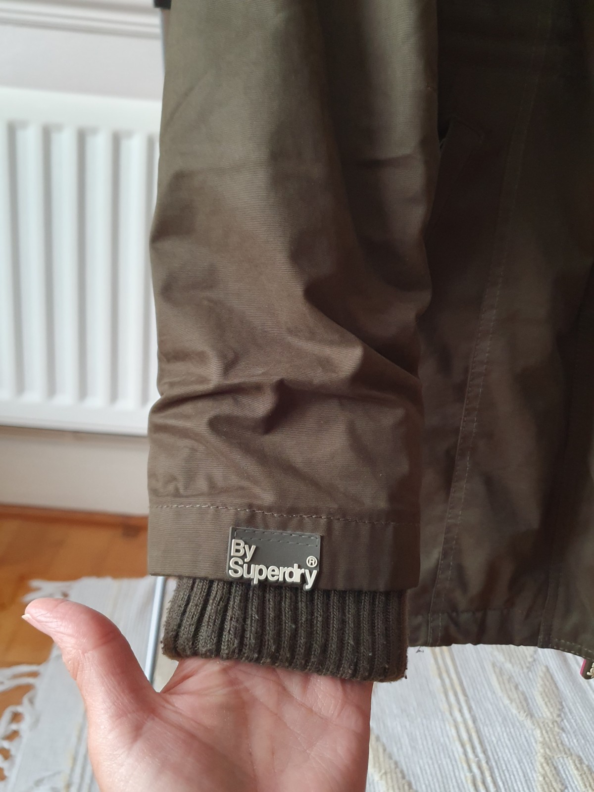 Superdry Microfiber The Windparka Women's  Hooded 3 zip Jacket Khaki Size Small image 6