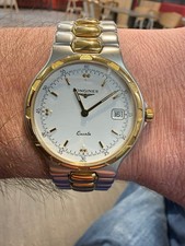 Orologio Uomo Longines Conquest Data Quarzo Oro Argento Cinturino SS Ottime Condizioni