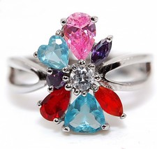 2CT Treated Pink Sapphire  Topaz 925 Sterling Silver Ring Sz 6,7,8 MB2