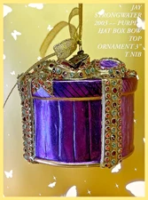 Jay Strongwater 2003  ~~ PURPLE HAT BOW TOP  BOX ~~ ORNAMENT NIB MINT CON