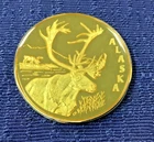 Alaska Mint 24k Gold Gilded Rare Proof Coin 1oz Silver Shellacked Caribou