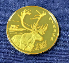 Alaska Mint Elk 24k Gold Gilded Rare Proof Coin 1oz Silver Shellacked ELK
