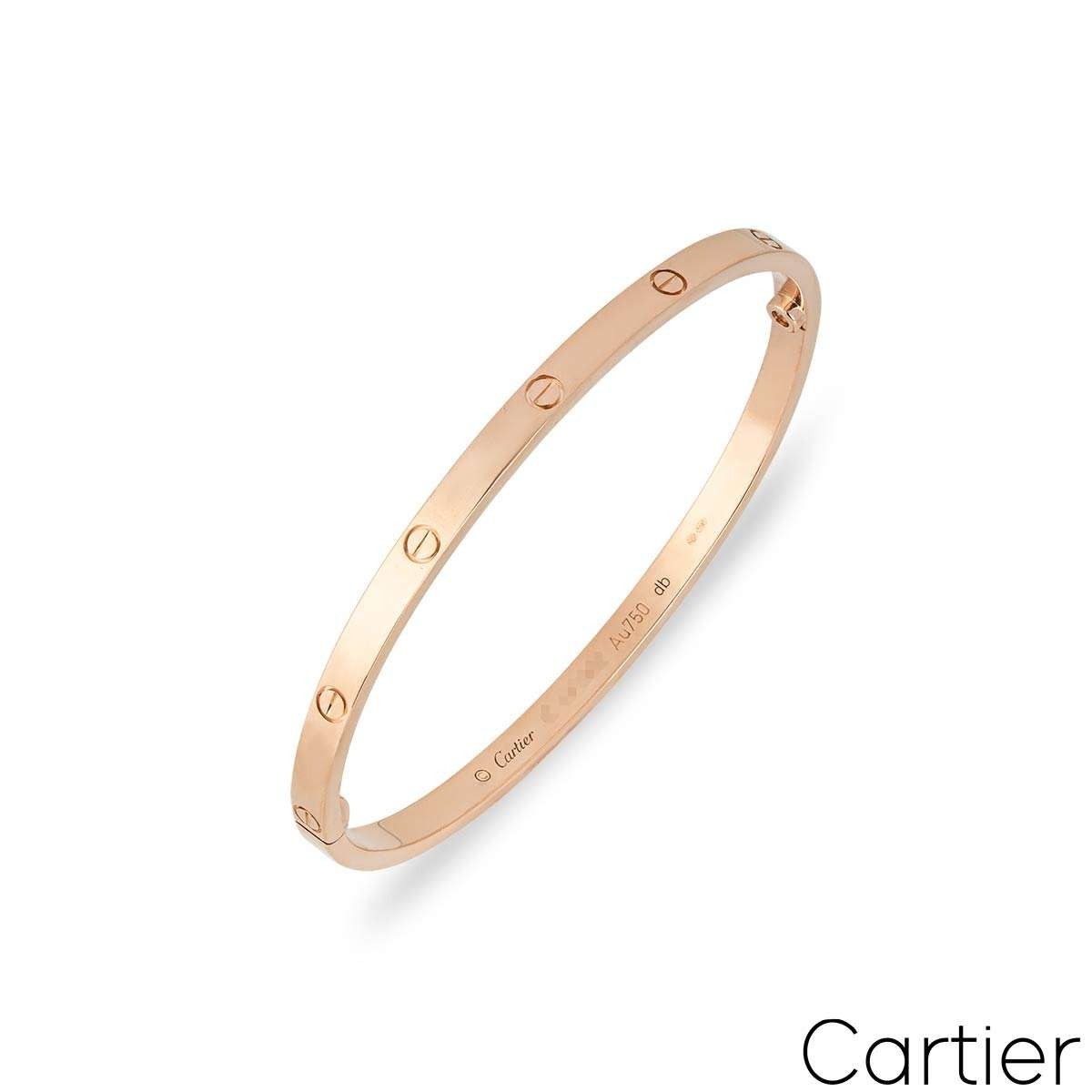 Cartier Rose Gold Plain SM Love Bracelet Size 19 B6047319