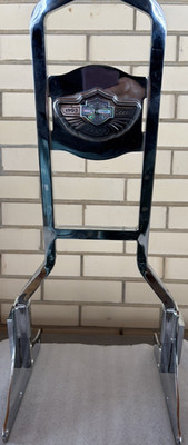 VINT. Harley Davidson Sissy Bar w/brackets 100th Anniv. Emblem on back Sissy Bar