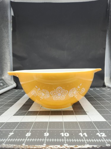 Pyrex # 442 1-1/2 QT Schmetterling Gold Aschenputtel verschachtelte Rührschüssel Blumen Swag