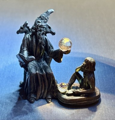 Vintage Gallo Fine Pewter Apprentice Wizard Holding Crystal Orb Figurine