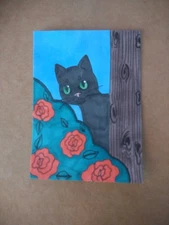 ACEO Original Acrylic Painting Landscape Miniature Art Card ATC Scenery 40 Cat