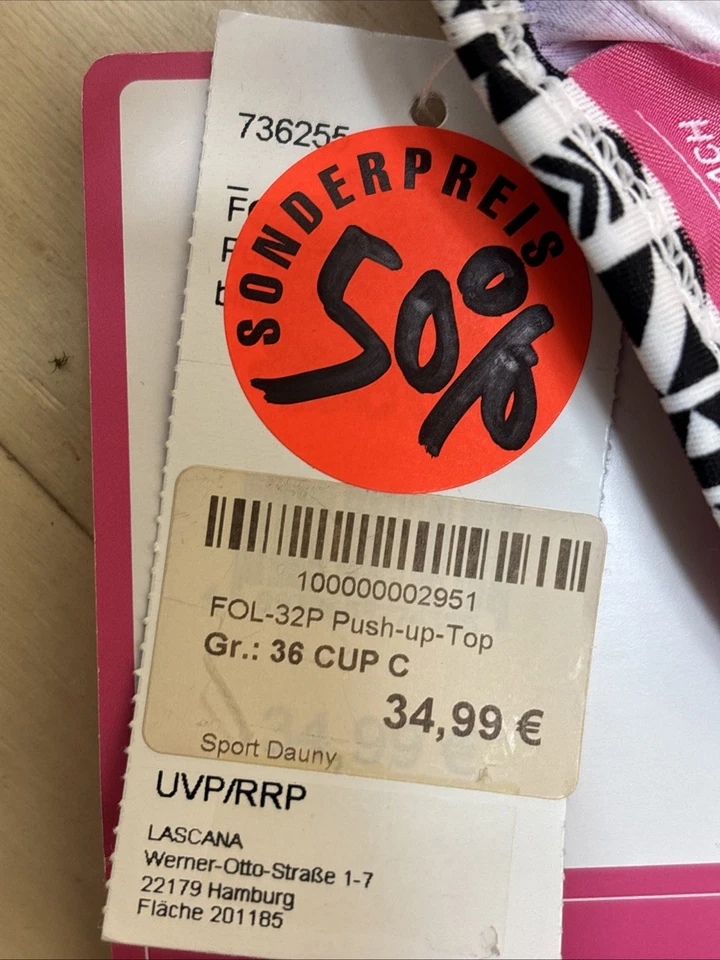 VENICE BEACH PUSH-UP TOP BIKINI DAMEN BADEMODE SCHWIMM BH C-CUP MEHRFARBIG - Bild 3 von 4