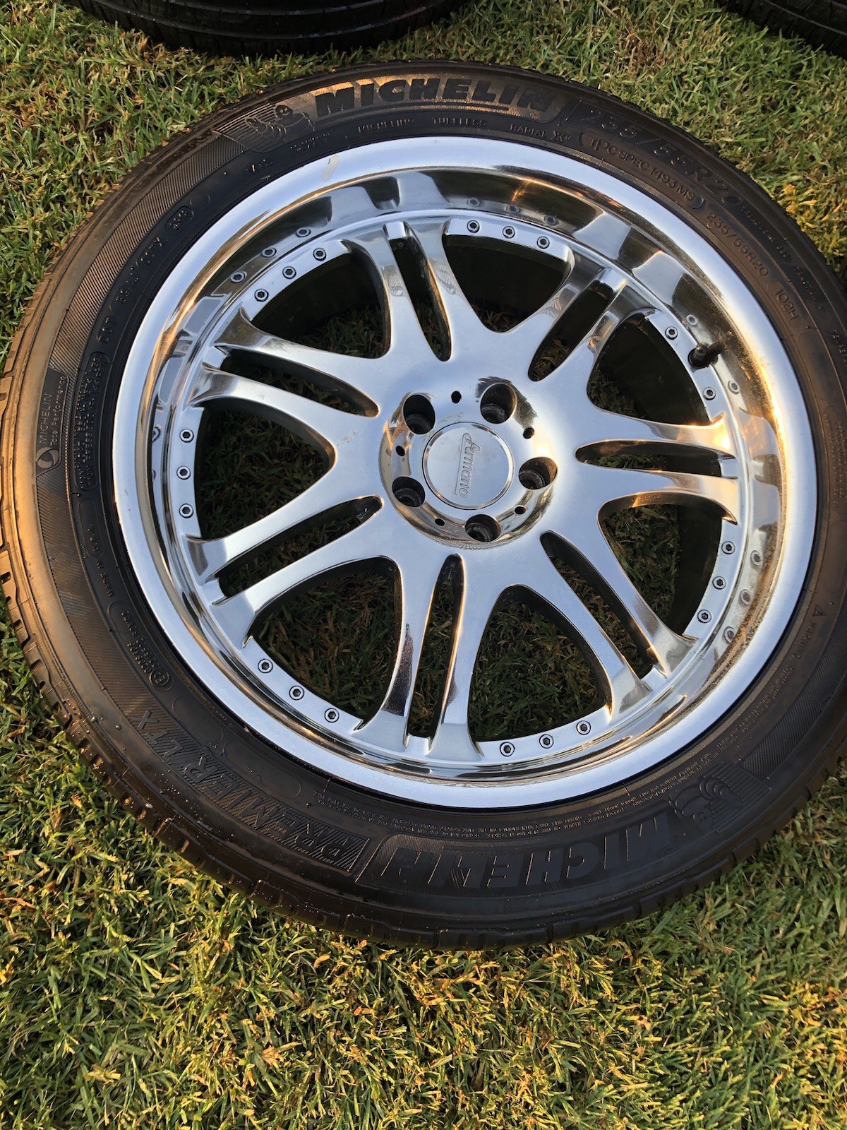 Armano Rims and Tires 19” x8” Pair & 20” x 8.5” Pair Set of 4 Wheels 5 x 4.75”