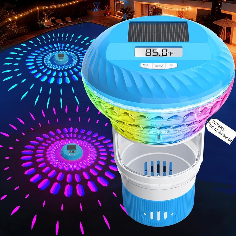 2026 New Pool Solar Chlorine Floater w/ Thermometer, Digital Screen & Lights!!