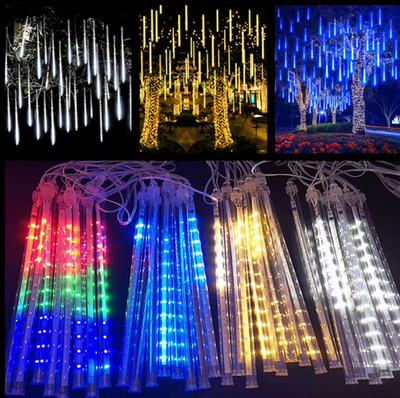 Solar LED Meteor Shower String Lights   IP65 Waterproof 50cm Multiple Colors