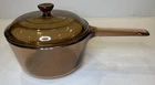 Vintage Corning Vision Amber Glass 1.5L Saucepan w Pyrex Lid USA