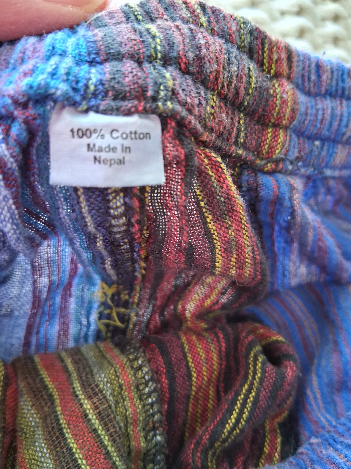 Patchwork Cotton Joggers Size Medium Pockets Gyps… - image 12