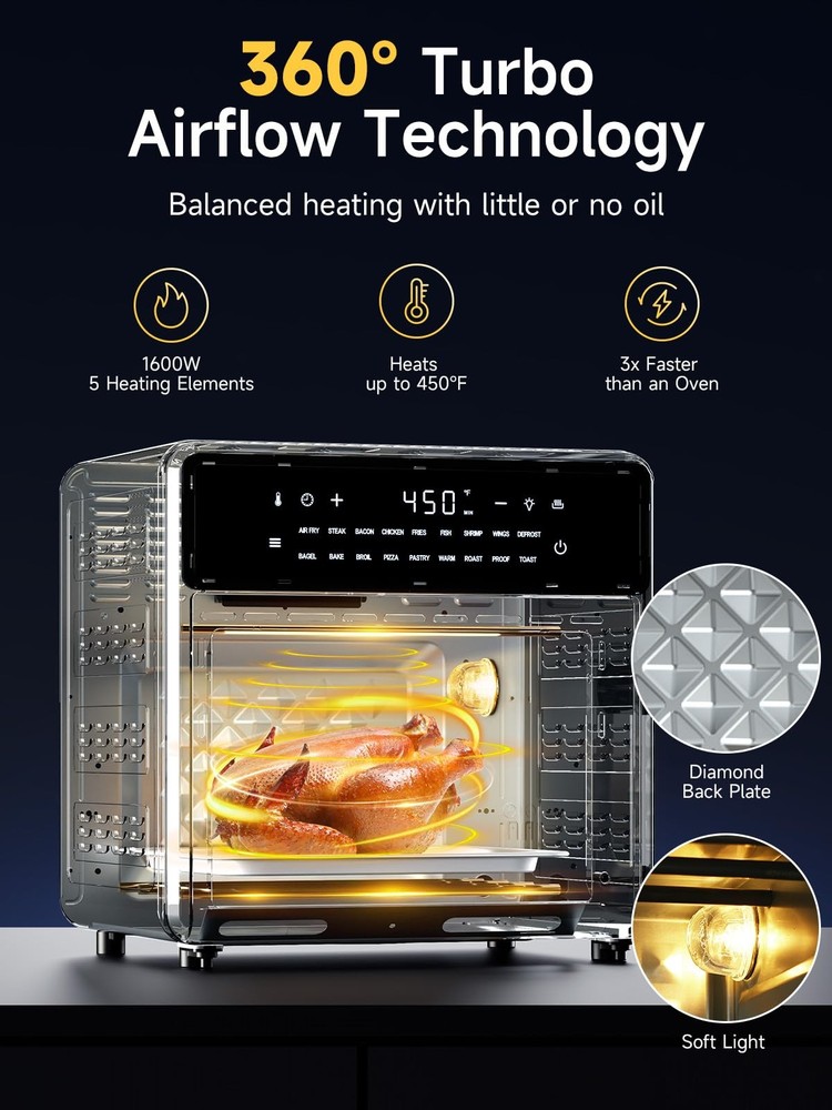 15.8 Qt Air Fryer French Door Toaster Oven Combo with 18 Presets 15.8 Qt Air Fryer French Door Toaster Oven Combo with 18 Presets