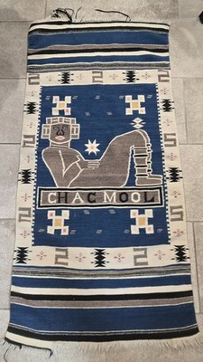 Vtg Handwoven Tapestry Wool Tapestry Inca Folk Art 48x24'' *as is