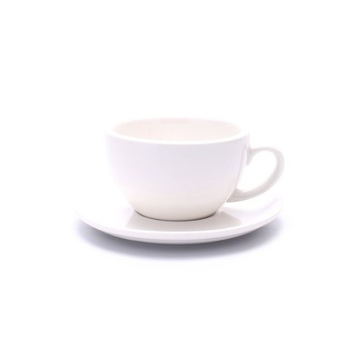 Coffeezone Porcelain Speciality Coffee Cup and Saucer, 5 Ounces, Glossy White