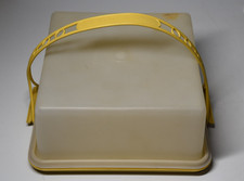 Vintage Tupperware Cake Carrier 1242 Square Harvest Gold Travel Baking