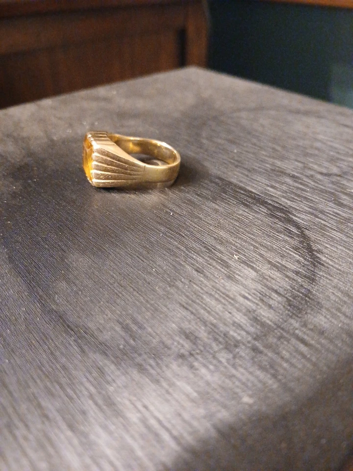 Size 11 Men's Gold Topaz birth stone ring.   Brought  in 1972 for $50. - Image 2 of 3