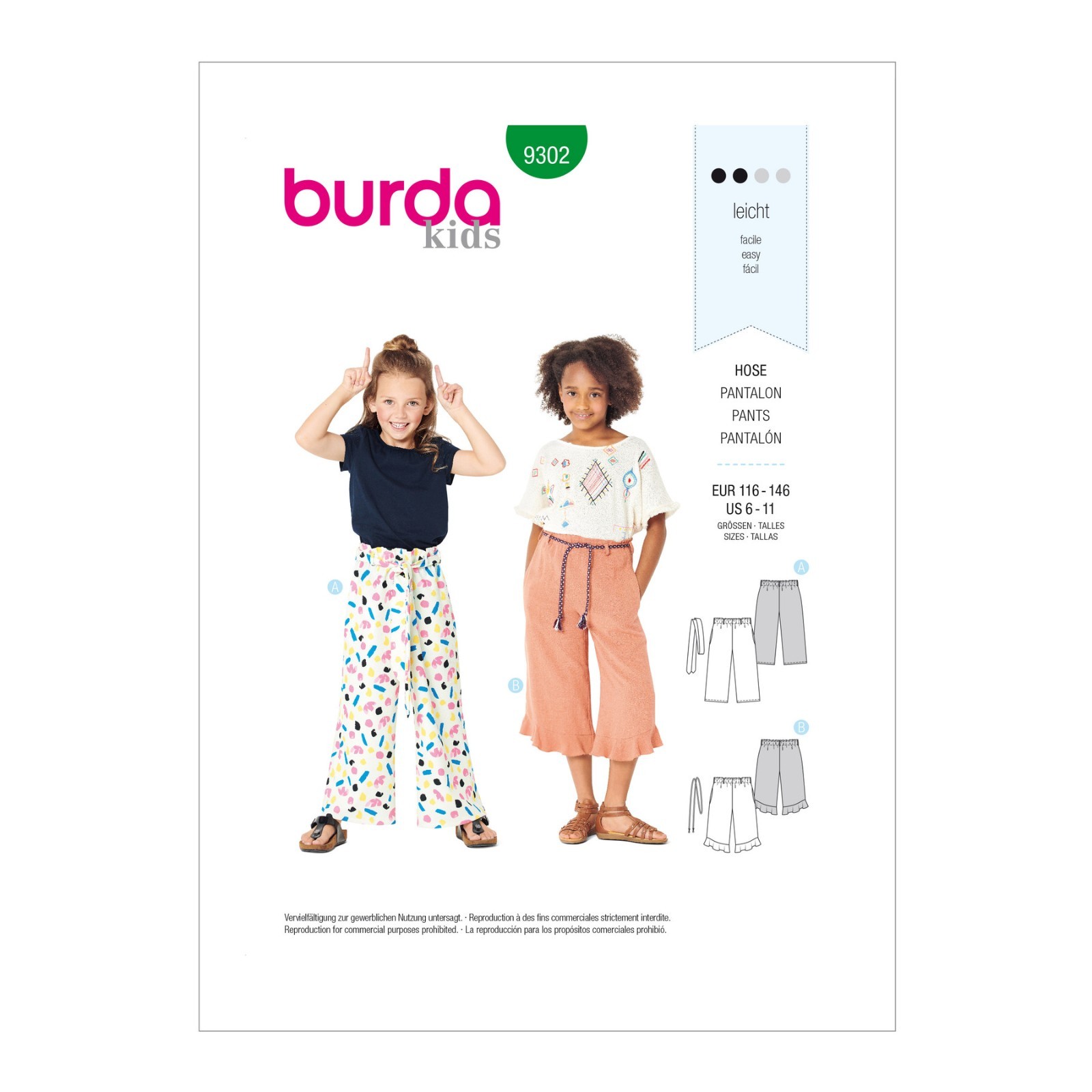 BURDA KIDS 9302 CHILD'S SKIRT  Sewing Pattern Ages 6 - 11 Skill: EASY